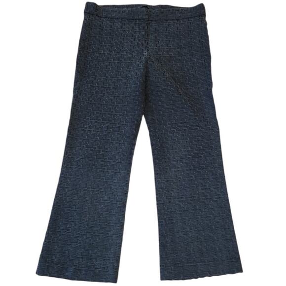 Elie Tahari Straight Cropped Pants GeometricTexture Waffle Weave Size 10 Gray - Picture 2 of 11